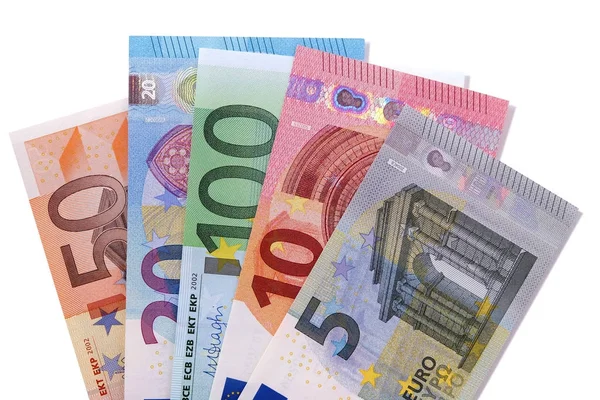 Uppsättning av euron valuta räkningar isolerade — Stockfoto