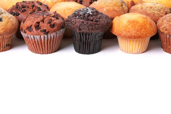 Muffin cakes top border row — Stock Photo, Image