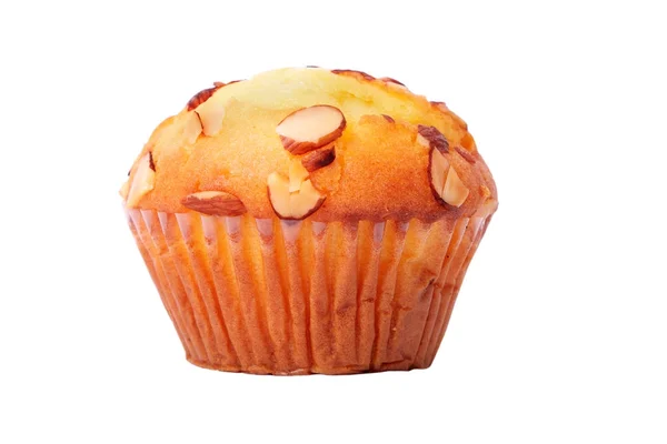 Amandel muffin cup cake geïsoleerd — Stockfoto
