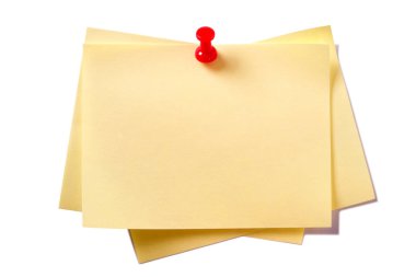 Beyaz izole iğne ile sarı yapışkan sonrası notları