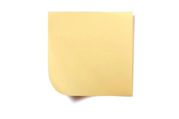 Yellow square sticky post note isolated on white — Stock Photo, Image