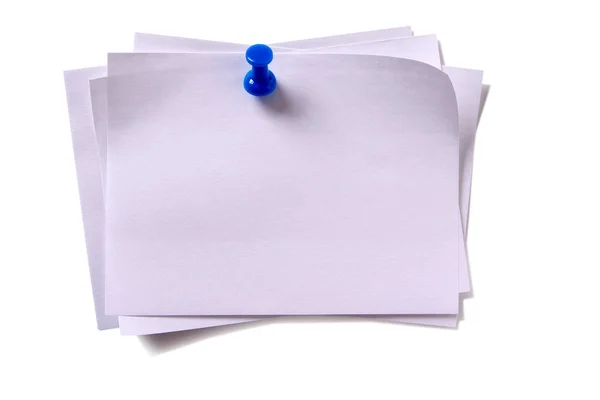 Several plain white sticky post notes with pushpin — Stock Photo, Image