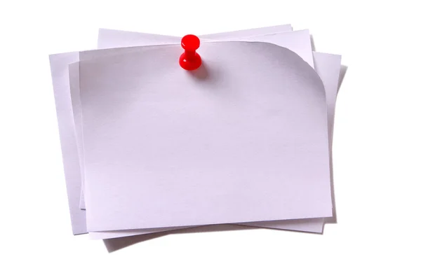 Αρκετά απλό λευκό κολλώδης post σημειώνει με κόκκινη πινέζα — Φωτογραφία Αρχείου