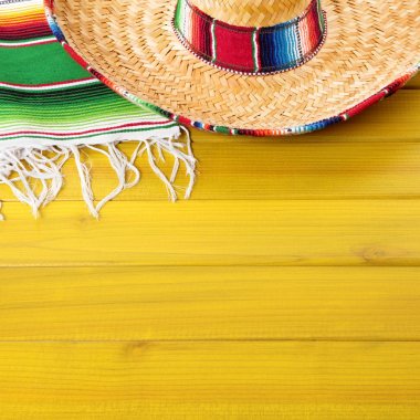 Mexico sombrero cinco de mayo wood background clipart
