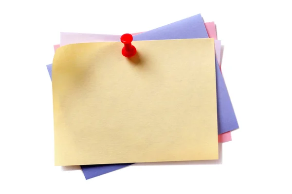 Várias cores pegajosas post note pushpin isolado backgroun branco — Fotografia de Stock
