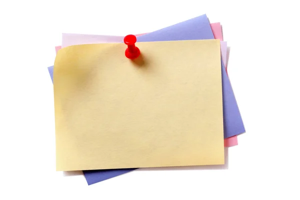 Vari colori appiccicoso post note pushpin isolato backgroun bianco — Foto Stock