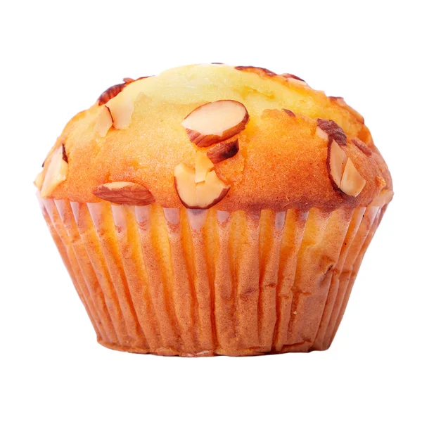 Amandel muffin cup cake geïsoleerd — Stockfoto