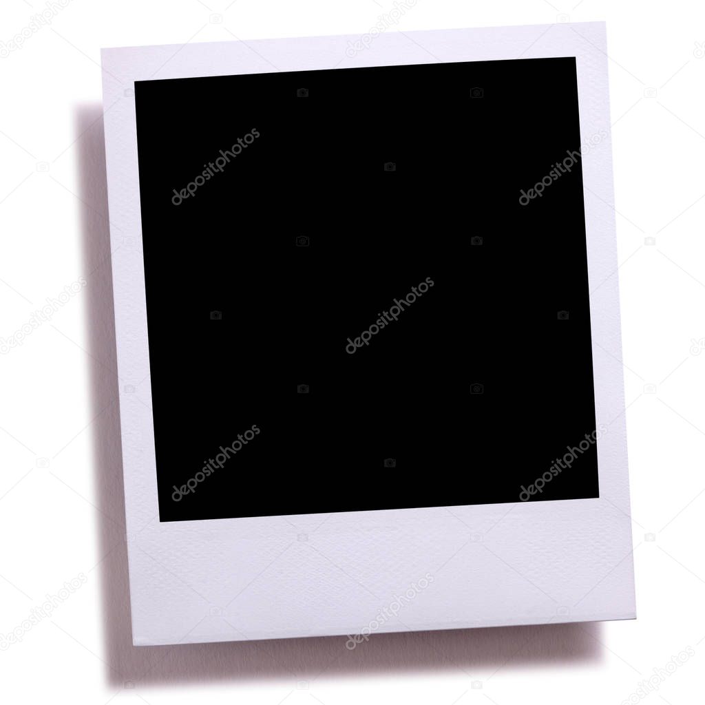 Blank instant camera photo print isolated on white 