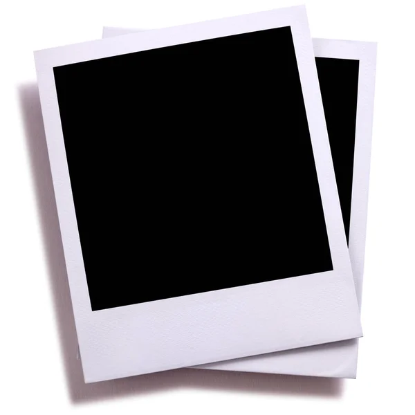 Two Blank Polaroid Style Instant Camera Photo Prints Isolated White — Stock Photo, Image