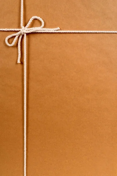 Brown paper package with white string