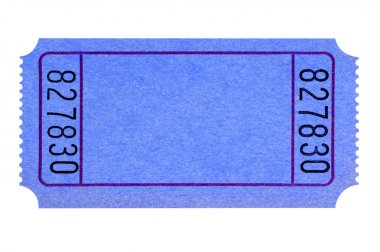 Beyaz arka plan üzerinde izole boş mavi Bilet.