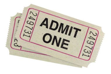 Beyaz arka plan üzerinde izole bir bilet çifti itiraf.