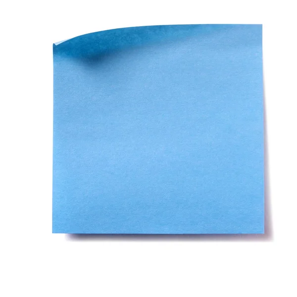 Blauw Vierkant Kleverige Post Opmerking Geïsoleerd Wit — Stockfoto