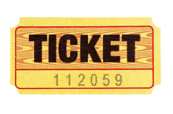 Желтый Входной Билет Изолирован Белом Фоне — стоковое фото