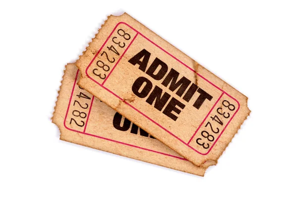 Two Old Torn Movie Tickets White Background — Stock Photo, Image