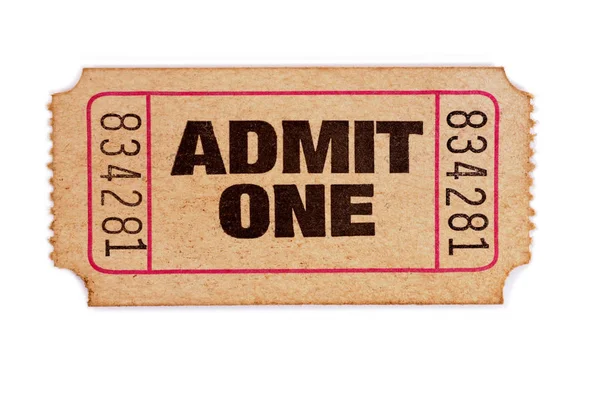 Old Admit One Ticket White Background — Stock Photo, Image