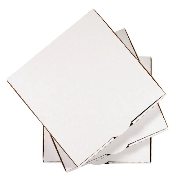 Small stack of plain pizza boxes — Stock Photo, Image