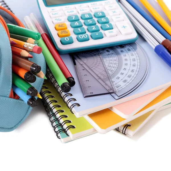 Material escolar con calculadora —  Fotos de Stock