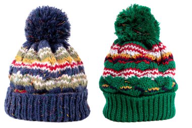 Mavi yeşil bobble kayak şapkası