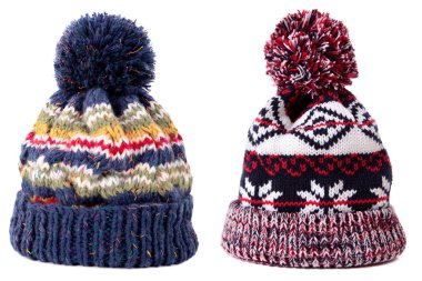 Mavi kırmızı desenli kış balon kayak şapkası