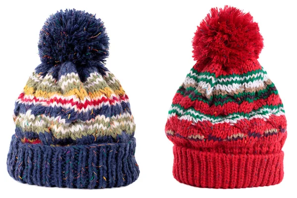 Синій червоний зимовий гірськолижний капелюх — стокове фото