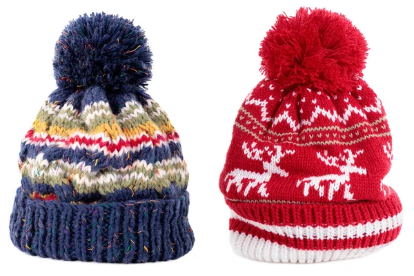 Sombrero de esquí azul rojo reno invierno bobble Fotos de stock