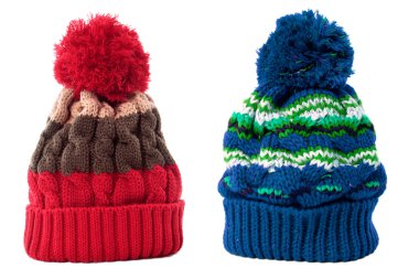 İki kış örgü kayak şapkası, beyaz.