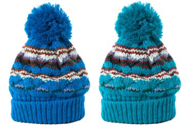 İki kış örgü kayak şapkası, beyaz.