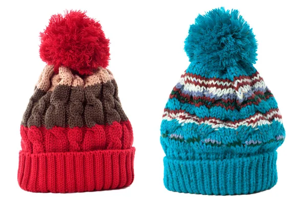 Cappello sci due maglia invernale isolato bianco — Foto Stock