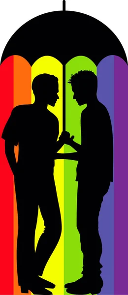 Homosexuální pár pod deštník — Stockový vektor