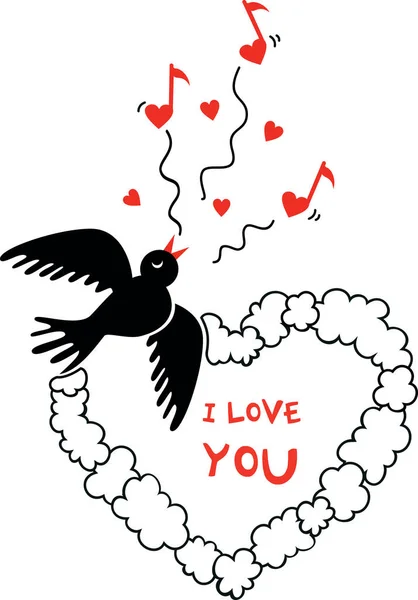 Foto del día de San Valentín con ave voladora — Archivo Imágenes Vectoriales