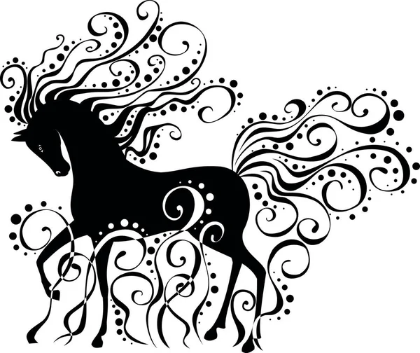 Silhouette d'un cheval en boucles — Image vectorielle