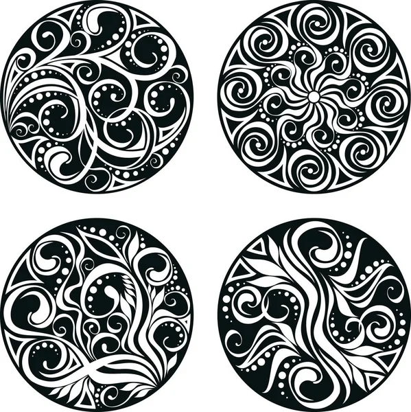 Dekoratif daire swirls ile vektör kümesi