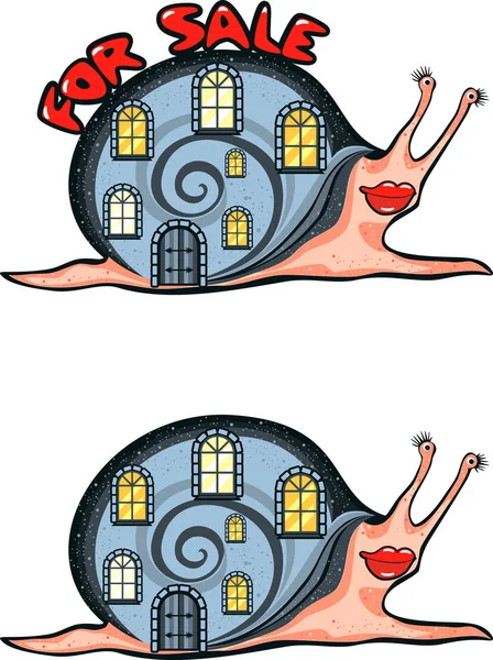 蜗牛与房子的矢量图像 免版税图库插图
