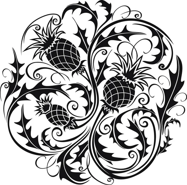 Image vectorielle stylisée en noir et blanc d'un chardon — Image vectorielle