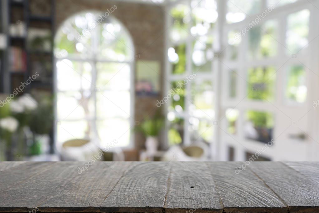 Wood floor with blurred abstract background blur