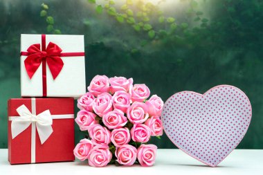 hediye kutusu ile sevgilisi Sevgililer için pembe Gül çiçek 