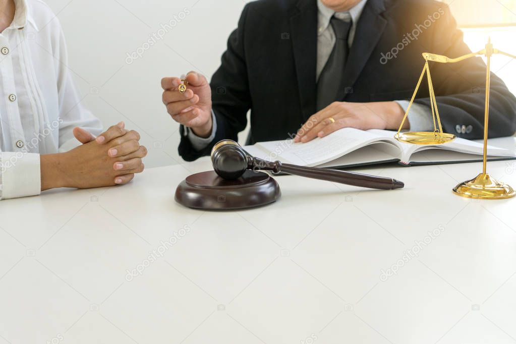 Judge gavel with Justice lawyers, Businessman in suit or lawyer