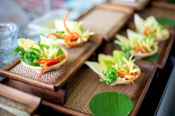 Vegetable Carved Decoration Thai Food Dish — Stock Photo, Image