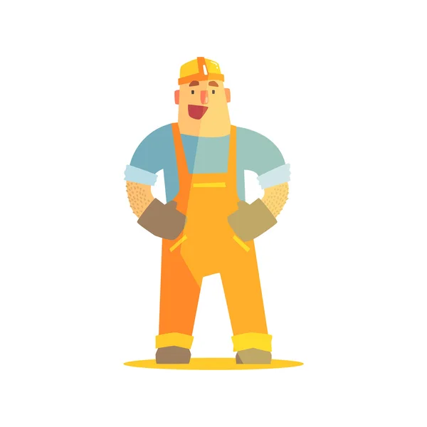 Happy Builder On Construction Site — Stock Vector