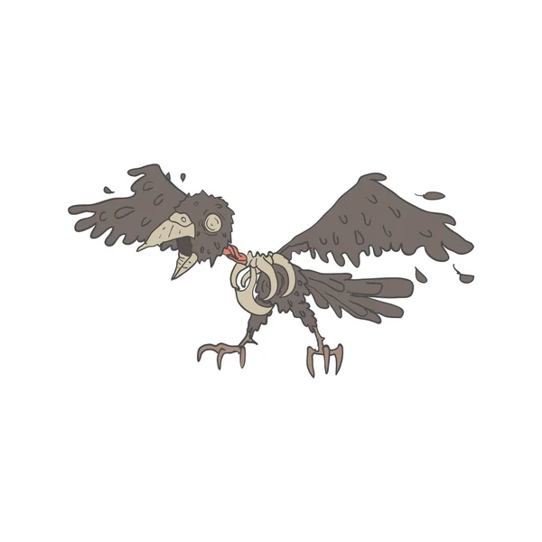 Krähe gruselige Zombie-Zeichnung — Stockvektor