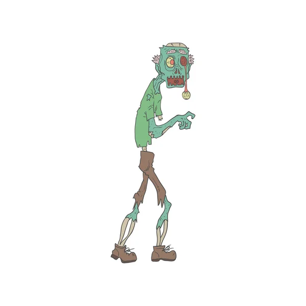 Bleu peau effrayant zombie esquissé dessin — Image vectorielle