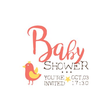 Kuşlu Bebek Duş Davetiyesi Tasarım Şablonu