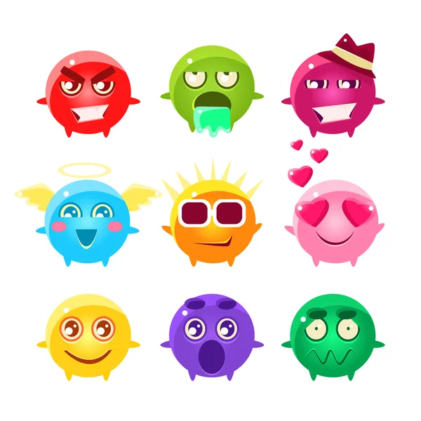 Συλλογή των εικονιδίων του σφαιρικού χαρακτήρα emoji — Διανυσματικό Αρχείο