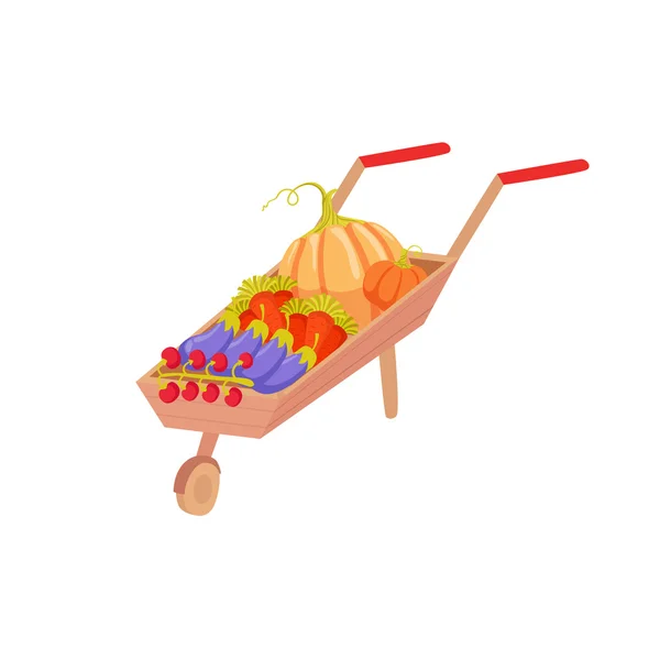 Barril de rueda con verduras como atributo de otoño — Vector de stock