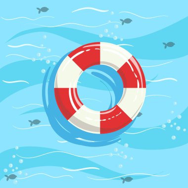 Klasik Hayat Koruyucu Ring Şamandırası Mavi Deniz Suyu Arka Planda