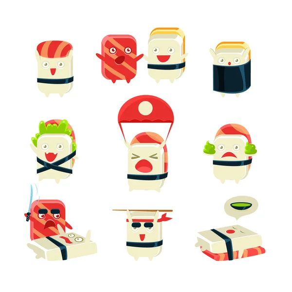 Различные виды деятельности японского суши — стоковый вектор