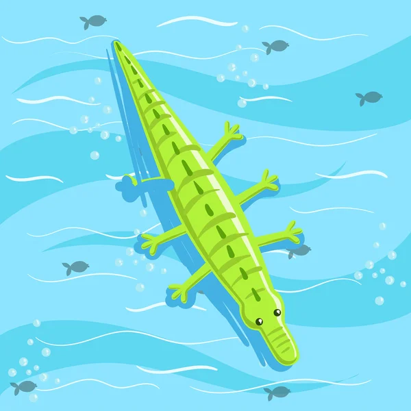 Brinquedo de crocodilo inflável com água do mar azul no fundo — Vetor de Stock