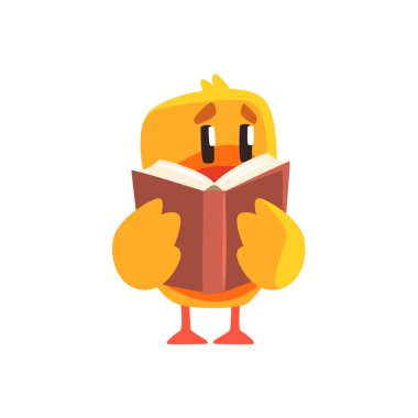 Duckling Okuma Bir Kitap Sevimli Karakter Sticker