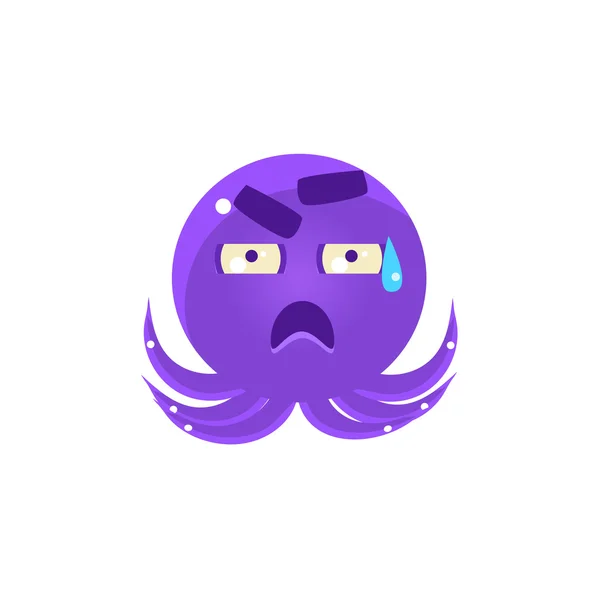 Octopus drôle dans la sueur froide Emoji — Image vectorielle
